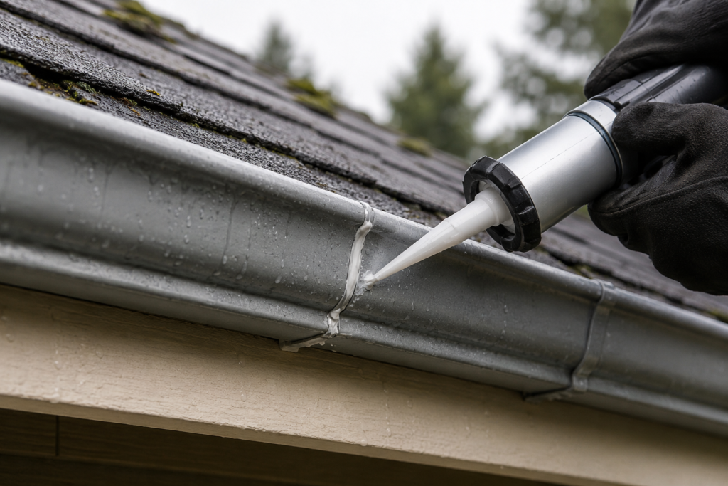 Sealing a Rainy Gutter Seam